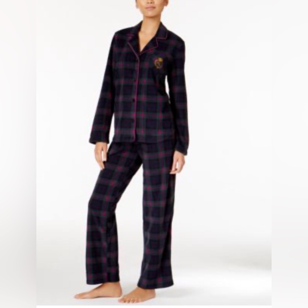 Lauren Ralph Lauren Navy and Pink Plaid Pajama Set Size XS
